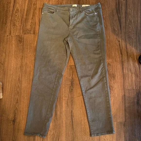 J.Jill Denim Boyfriend Straight Leg Ankle Dark Olive Green Jeans Size 14 - Picture 2 of 5